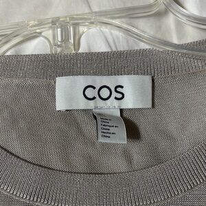 COS metallic gray sleeves knit top (balloon) Crewneck with curved hem. NWOT